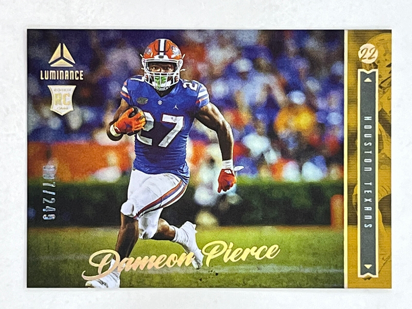 Dameon Pierce 2022 Panini Luminance Gold RC /249 #184 Gators Texans Trading Card