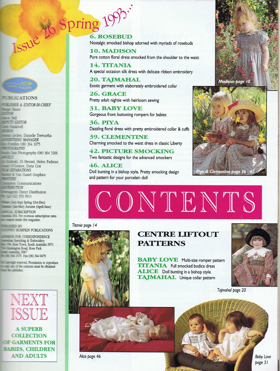 AUSTRALIAN SMOCKING & EMBROIDERY issue 26 pattern attached VGC