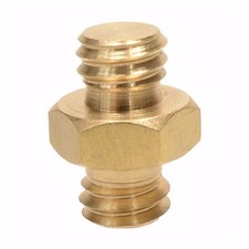 Brass Spigot 3/8" Male to 3/8" Male Threaded Screw Adapter with Hex Nut Center