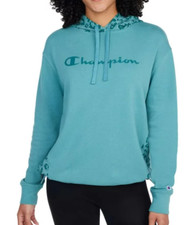 NEW Champion Women's Color Block Logo Print Pullover Hoodie Size XL