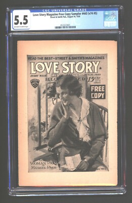 Love Story Magazine Free Copy Sampler   CGC 5.5    1930     RARE  ONLY GRADED