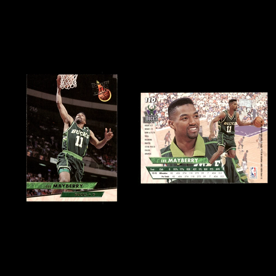 Lee Mayberry Rookie #110 1993-94 Ultra Milwaukee Bucks Basketball Card NBA - Image 3 of 3