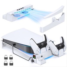 Horizontal Stand for PS5 with 3-Level Fan and Controller Charger