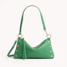 Hammitt Kyle Zip Lime Zest/Brushed Silver Leather Crossbody/Shoulder Bag NWT