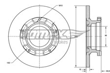 2x TOMEX Brakes Bremsscheibe TX 73-93 für FORD TRANSIT CUSTOM V362 Bus F3 V363
