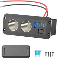 Dual Cigarette Lighter Socket 12V Splitter Panel 78W 12V USB Outlet Dual USB C P