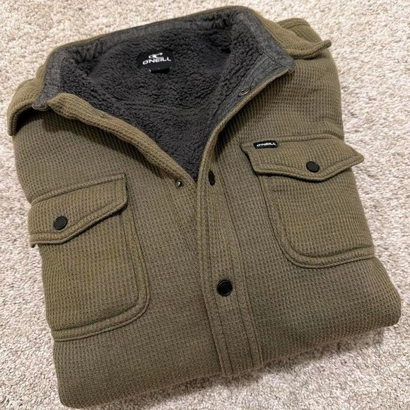 O'Neill Sherpa-Lined Military Jacket Shirt | Olive Green | Large