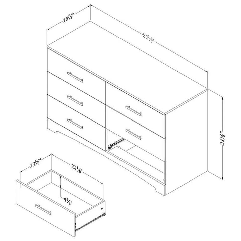 Cómoda South Shore Gramercy con 6 cajones en negro puro Foto 3 de 3