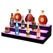 FAHKNS LED Lighted Liquor Bottle Display, 3 Tiers 16 Inch LED Liquor Shelves ...