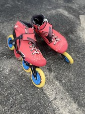 Bont Jet Red Inline Skates with Yellow and Blue Wheels 11.5 size