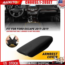 For Ford Escape 2017-19 Black Leather Cover For Center Console Armrest Lid 1-10x