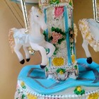 Carousel ORNATE ROTATING MUSIC box Works 3 Horse Merry Go Round Fine Shape  — photo 7