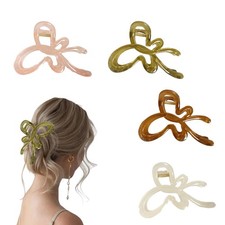 Bow Hair Clips Decorative Claws Large Women Thin Thick Hair 4 PCS Jelly