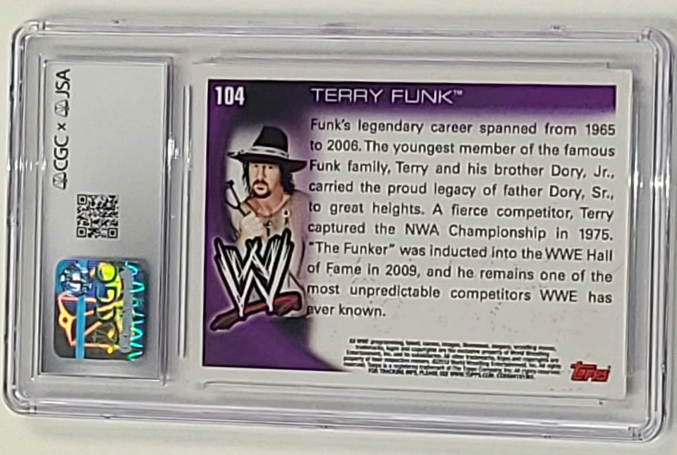 Terry Funk 2010 Topps WWE Auto #104 CGC x JSA Slabbed Wrestling Autograph - Image 2 of 4