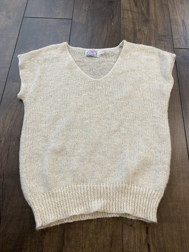 Gilet Sans Manches Vintage En Soie Brute Rayée Rose/orange/multicolore - Marque Mia Bella, Taille XL, Occasion Très Bon état
