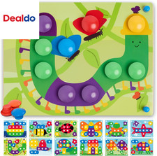 Wooden Color Matching Puzzle for Toddlers 2 Years   Montessori Pegboard Button