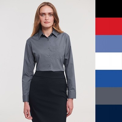 Russell Europe Ladies' L/S Poly-Cotton Easy Care Poplin Shirt R-934F-0 Damen Blu