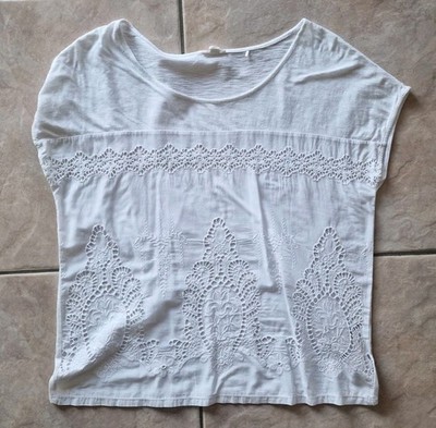 Esprit Tshirt, Offwhite, Gr. S, Spitze, wenig getragen