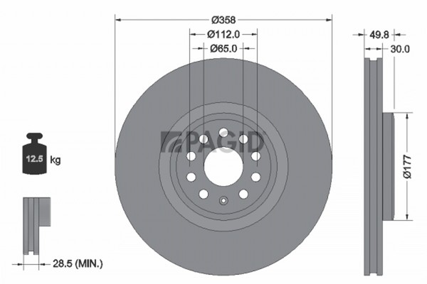 2X Bremsscheibe Pagid 56375NHC FüR VW ID E21 E39 Buzz Bus EBB EBJ Cargo EBA ED2-image