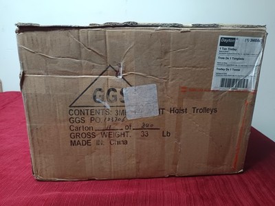 Dayton 3MB60A 1 Ton / 2200 lbs Trolley 3'' - 8'' Beam Width - NEW OPEN BOX
