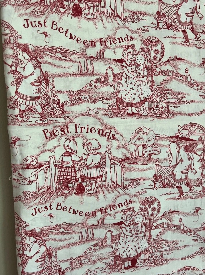 Tela Mary Engelbreit Just Between Friends rojo blanco patio acolchado tesoros Foto 3 de 3
