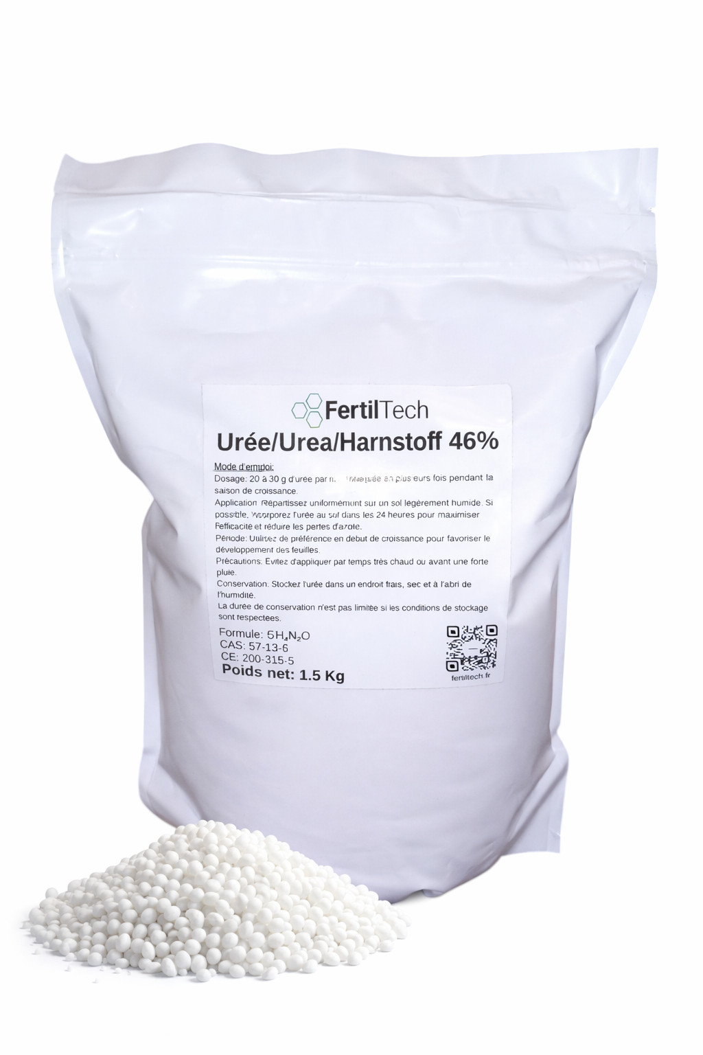 Engrais Azoté Urée 46% FertilTech de 1.5 kg pour Jardin et Potager