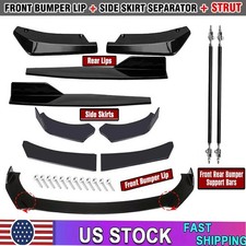 for Universal Glossy Black Front Bumper Spoiler Body Kit / Side Skirt &Rear Lip