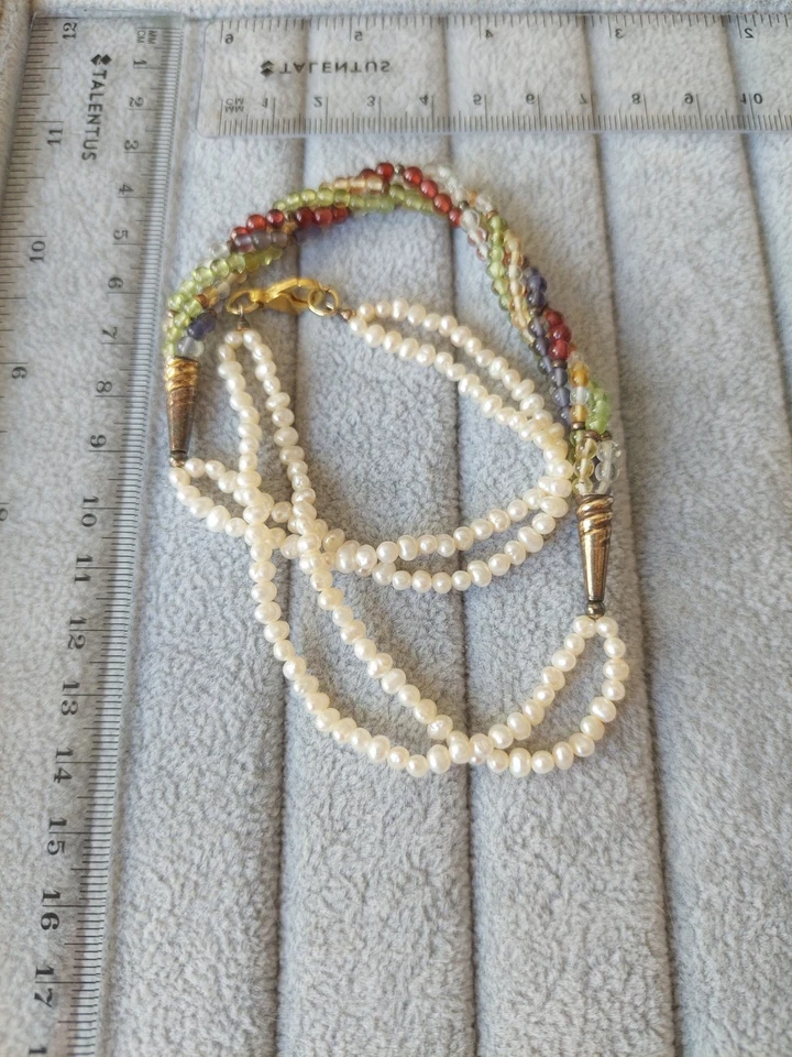 Wunderschöne Vintage echte Perlen Halskette + Peridot, Granat unsw. 🤍❤️💚✨️ - Bild 4 von 4