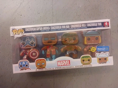Funko Marvel Gingerbread Glow 4-Pack Walmart Exclusive  Captain America, Ironman