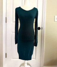 Boutique Long Sleeve Embellished Neckline & Sleeves Sweater Dress -SzM - NWT.