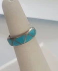 VTG Sterling Silver Turquoise Inlay Band Ring sz 5.5 Native American Southwest