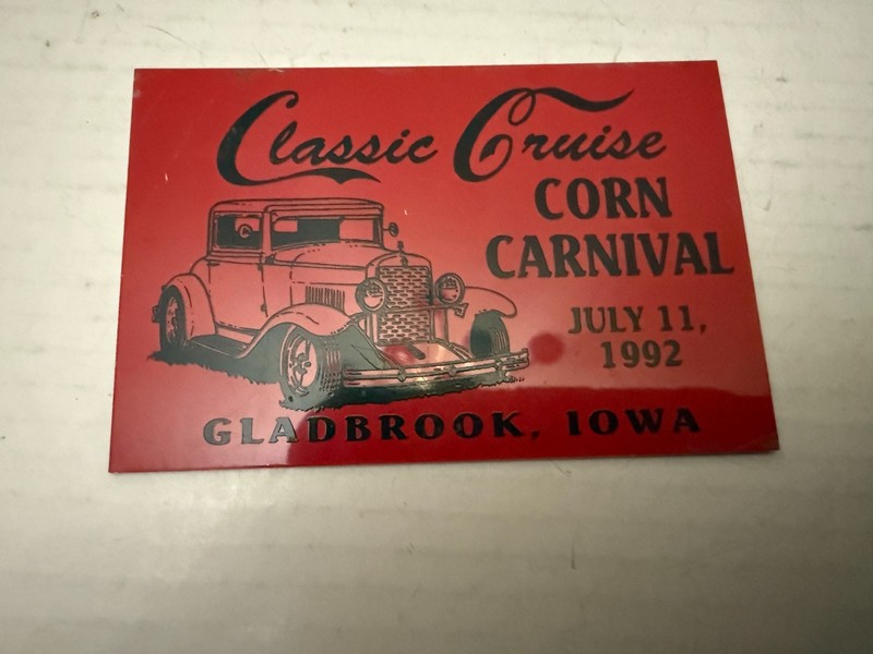 1992 Classic Cruise Auto Show Corn Carnival Gladbrook Iowa Auto Dash Plate