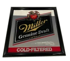 Vintage Miller Genuine Draft Beer Mirror Sign 18x18" Cold Filtered Bar Decor