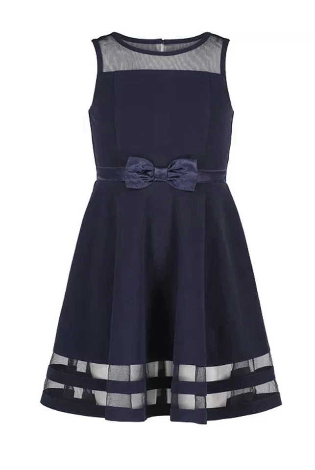 Calvin Klein Big Girls Illusion Mesh Bow Front Dress Size 12 - Image 4 of 4