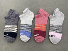 4 Pairs Bombas Women's Tri-Block Marl Honeycomb Ankle Socks Size M 4 Colors