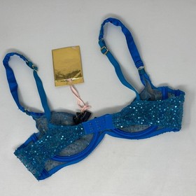 Agent Provocateur Czarina SOIREE Blue Sequin Bra 36B NWT