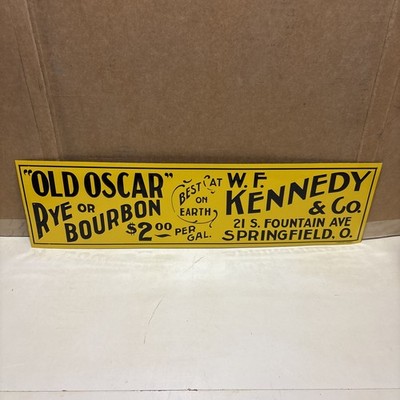 Old Oscar Rye or Bourbon Embossed Metal Sign Desperate Sign co. NOS