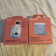 Fujifilm Instax Mini 12 Instant Camera Pastel Blue and MATCHING CASE NEW W BOX