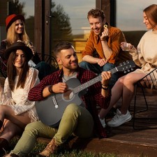 41in Beginner All Wood Acoustic Guitar Starter Kit w/Gig Bag Matte Black