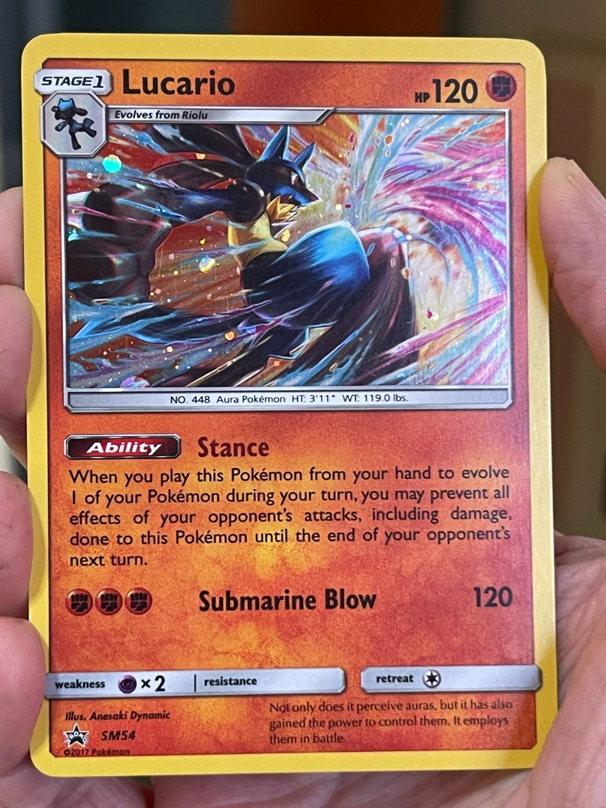 POKEMON LUCARIO SM54 BLACK STAR PROMO COSMOS HOLOFOIL VLP CARD