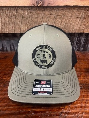 New C&B Farm + Outdoors Richardson 112+ Loden Black Cap Hat Trucker FlexFit