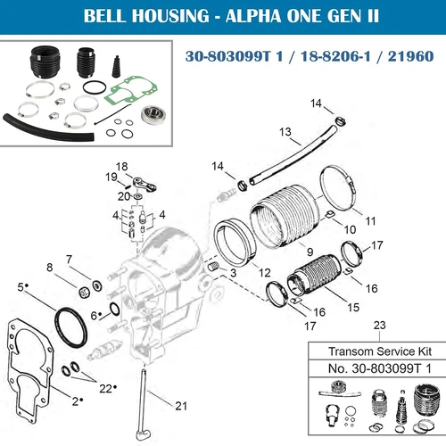 for MerCruiser Alpha One, Gen II Stern 30-803099T1 Transom Bellows Repair Kit - Bild 5 von 17