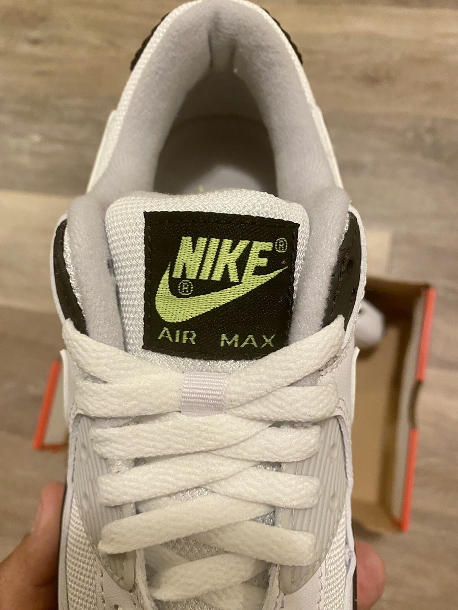 Nike Air Max 90 White Black Hot Lime Green CZ1846-100 Men's 6