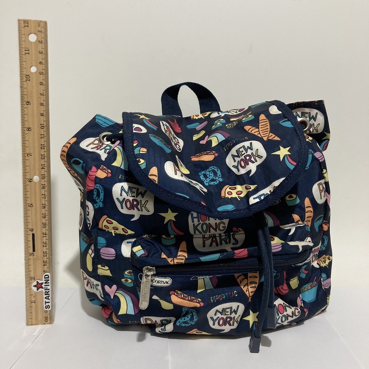 ⭐︎美品⭐︎LESPORTSAC CARRIER BACKPACK Dark Blue Essential Carryall Backpack | LeSportsac