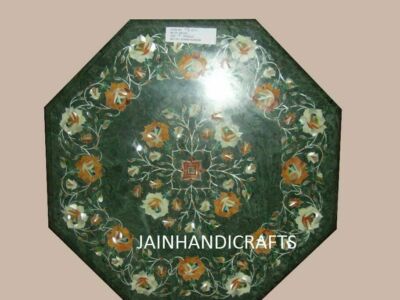 18'' Green Marble Coffee Center corner Table Top Inlay Malachite Mosaic e11