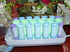 CLAIROL 20 MULTICOLOR EASY GRIP RUBBER FLOCKED HOT ROLLERS CURLERS CLIPS