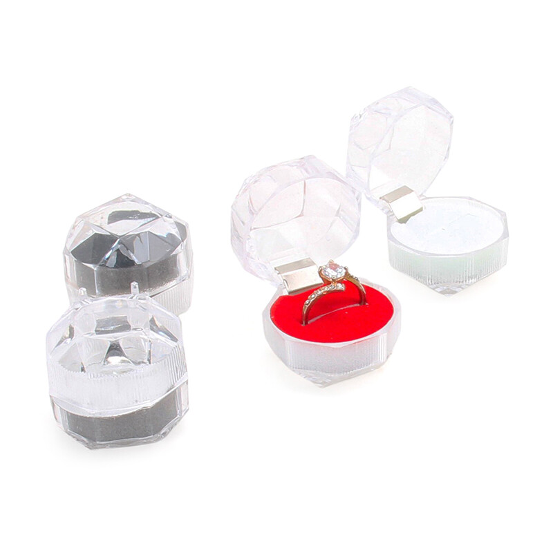 Trendy Transparent Plastic Box Polychromatic Ring Display Jewellery ...