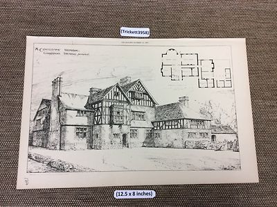 1887 Original Architekten Druck - Ein Landhaus - Langton - Pläne - Der Baumeister