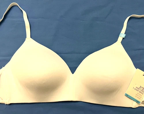 SO T-Shirt Bra Size 34C White Wire-free Seamless Padded Side Stays/Supports  NWT