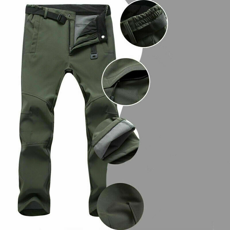 Mens Waterproof Thermal Trousers Winter Warm Tactical Cargo Combat Work